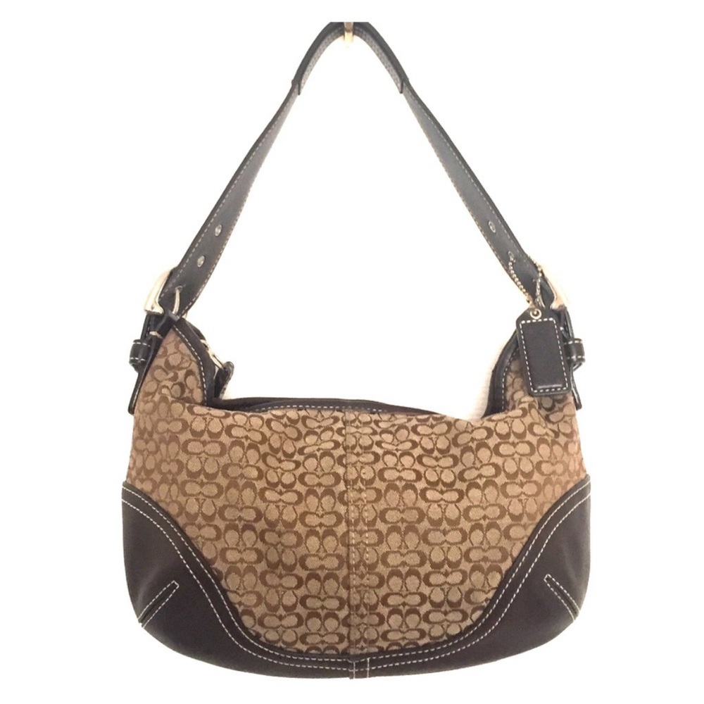 Vintage COACH Soho Brown Signature Canvas & Leather trim Hobo Bag Purse